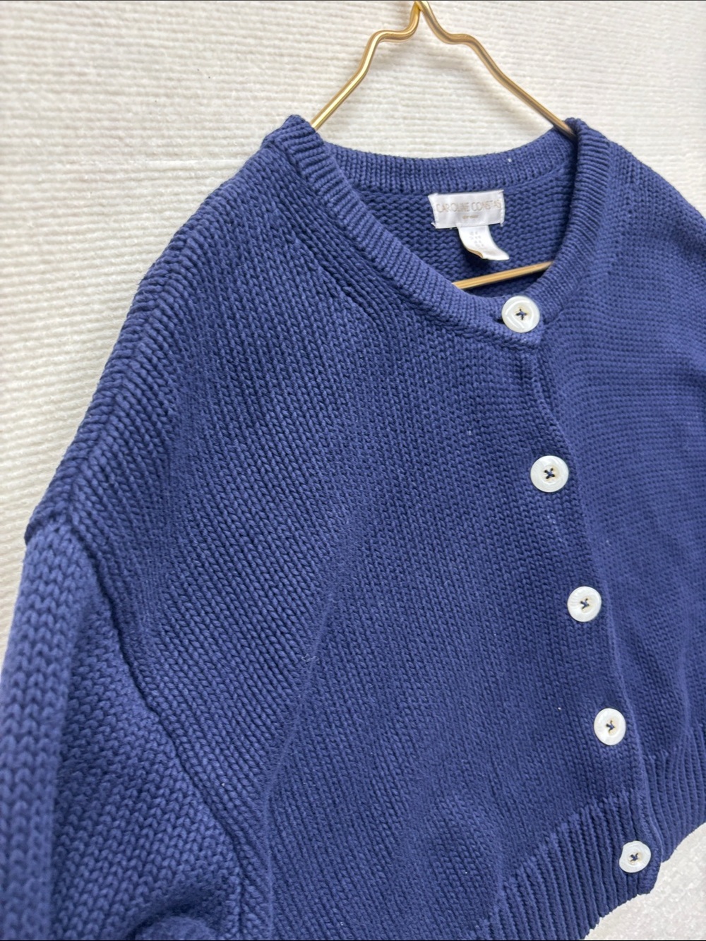 Caroline Constas | medium Cropped Navy Button-Front Women's Sweater - Picture 3 of 8
